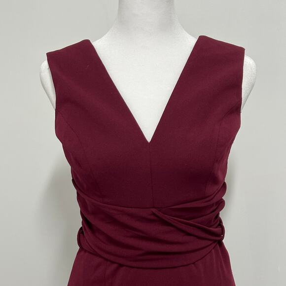Dress The Population Alessia Wine Burgundy V-Neck Tie Waist Crepe Size XS NWT - Picture 13 of 16